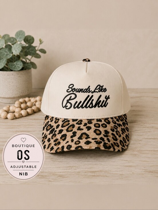 Accessories - Boutique "Sounds Like Bullsh*t" Leopard Baseball Hat | Adjustable OS NIB